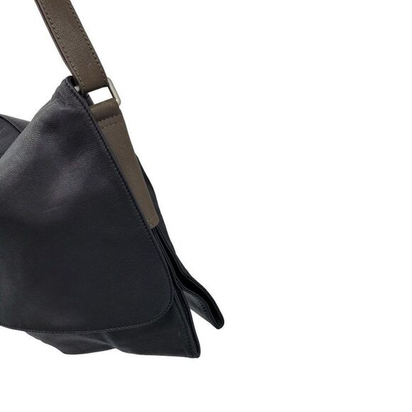 Sondra Roberts Satchel Shoulder Bag Black Leather Fold Over Magnetic Snap - Picture 9 of 12